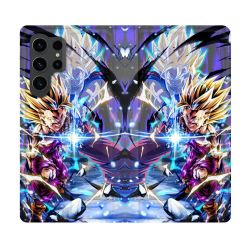 Housse Cuir Portefeuille Pour Samsung Galaxy S23 Ultra Manga Dragon Ball Sangohan Duo