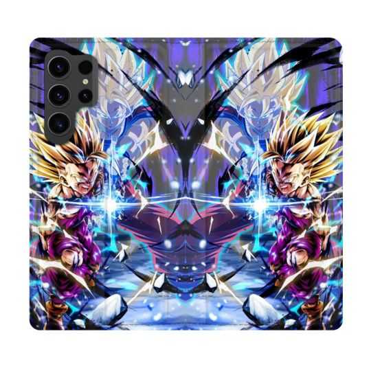 Housse Cuir Portefeuille Pour Samsung Galaxy S23 Ultra Manga Dragon Ball Sangohan Duo