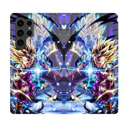 Housse Cuir Portefeuille Pour Samsung Galaxy S23 Ultra Manga Dragon Ball Sangohan Duo