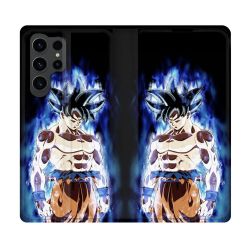 Housse Cuir Portefeuille Pour Samsung Galaxy S23 Ultra Manga Dragon Ball Sangoku Noir