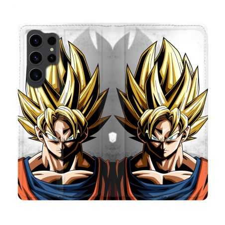 Housse Cuir Portefeuille Pour Samsung Galaxy S23 Ultra Manga Dragon Ball Sangoku Portrait
