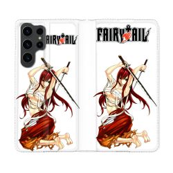 Housse Cuir Portefeuille Pour Samsung Galaxy S23 Ultra Manga Fairy Tail Erza