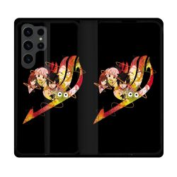 Housse Cuir Portefeuille Pour Samsung Galaxy S23 Ultra Manga Fairy Tail Logo Noir