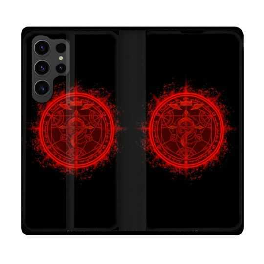 Housse Cuir Portefeuille Pour Samsung Galaxy S23 Ultra Manga Fullmetal Alchemist Logo