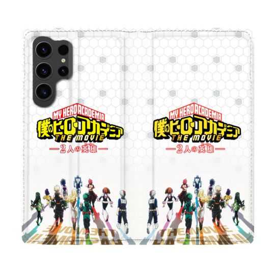 Housse Cuir Portefeuille Pour Samsung Galaxy S23 Ultra Manga My Hero Academia Blanc