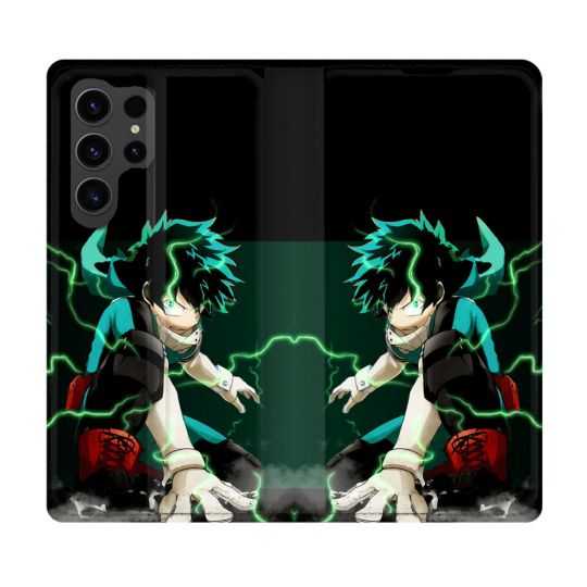 Housse Cuir Portefeuille Pour Samsung Galaxy S23 Ultra Manga My Hero Academia Deku