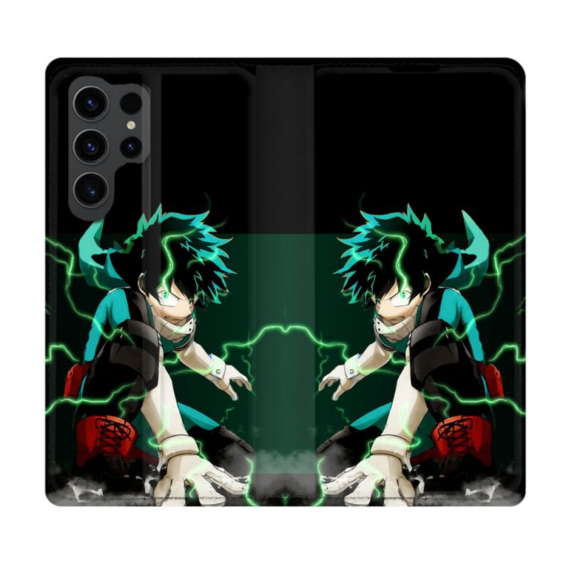 Housse Cuir Portefeuille Pour Samsung Galaxy S23 Ultra Manga My Hero Academia Deku