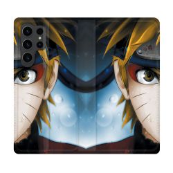 Housse Cuir Portefeuille Pour Samsung Galaxy S23 Ultra Manga Naruto Blanc