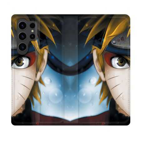 Housse Cuir Portefeuille Pour Samsung Galaxy S23 Ultra Manga Naruto Blanc