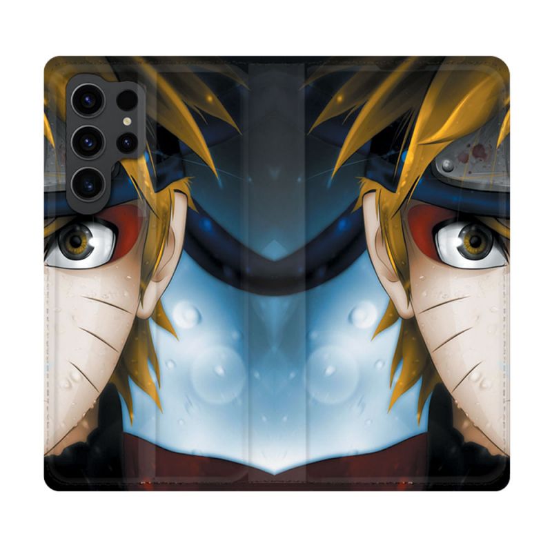 Housse Cuir Portefeuille Pour Samsung Galaxy S23 Ultra Manga Naruto Blanc