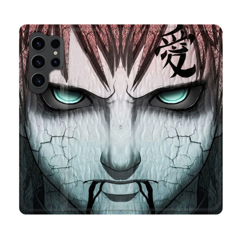 Housse Cuir Portefeuille Pour Samsung Galaxy S23 Ultra Manga Naruto Gaara