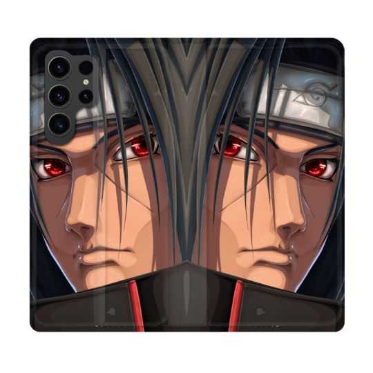 Housse Cuir Portefeuille Pour Samsung Galaxy S23 Ultra Manga Naruto Itachi Visage