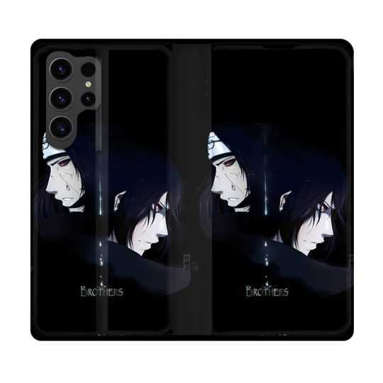 Housse Cuir Portefeuille Pour Samsung Galaxy S23 Ultra Manga Naruto Sasuke Itachi