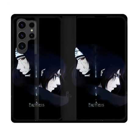 Housse Cuir Portefeuille Pour Samsung Galaxy S23 Ultra Manga Naruto Sasuke Itachi