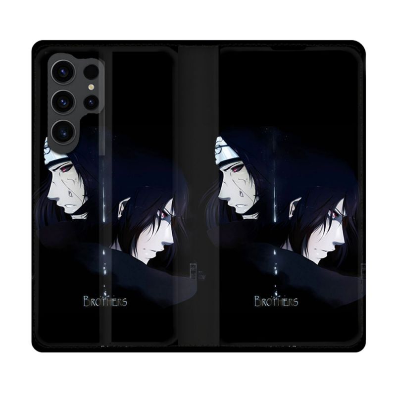 Housse Cuir Portefeuille Pour Samsung Galaxy S23 Ultra Manga Naruto Sasuke Itachi