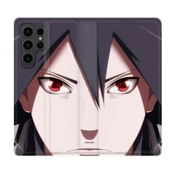 Housse Cuir Portefeuille Pour Samsung Galaxy S23 Ultra Manga Naruto Sasuke visage
