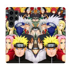 Housse Cuir Portefeuille Pour Samsung Galaxy S23 Ultra Manga Naruto Team