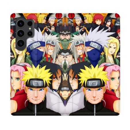 Housse Cuir Portefeuille Pour Samsung Galaxy S23 Ultra Manga Naruto Team