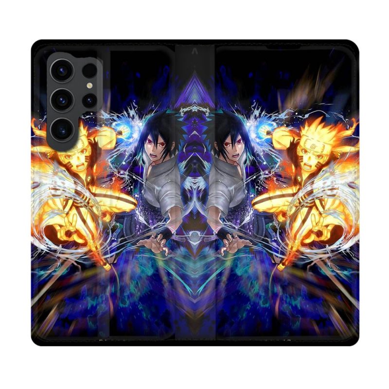Housse Cuir Portefeuille Pour Samsung Galaxy S23 Ultra Manga Naruto VS