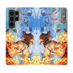 Housse Cuir Portefeuille Pour Samsung Galaxy S23 Ultra Manga One Piece Ace Color