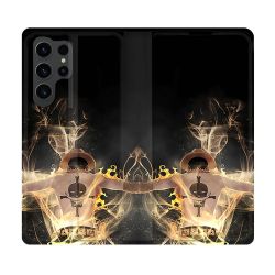Housse Cuir Portefeuille Pour Samsung Galaxy S23 Ultra Manga One Piece Ace Noir