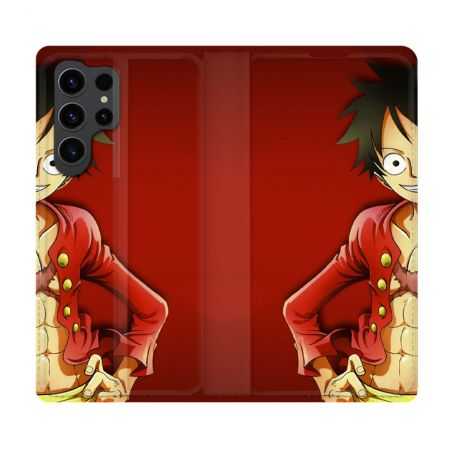 Housse Cuir Portefeuille Pour Samsung Galaxy S23 Ultra Manga One Piece Luffy