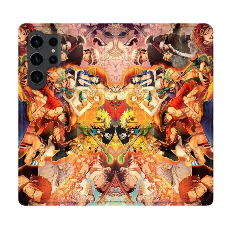 Housse Cuir Portefeuille Pour Samsung Galaxy S23 Ultra Manga One Piece Nakama