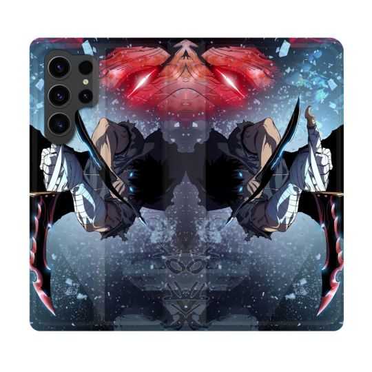 Housse Cuir Portefeuille Pour Samsung Galaxy S23 Ultra Manga Solo Leveling Sung Epee