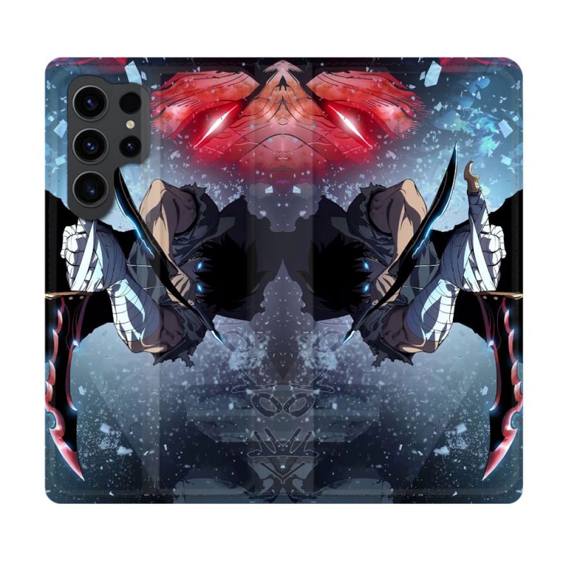 Housse Cuir Portefeuille Pour Samsung Galaxy S23 Ultra Manga Solo Leveling Sung Epee
