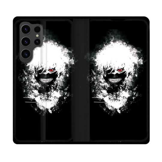 Housse Cuir Portefeuille Pour Samsung Galaxy S23 Ultra Manga Tokyo Ghoul Kaneki Tag