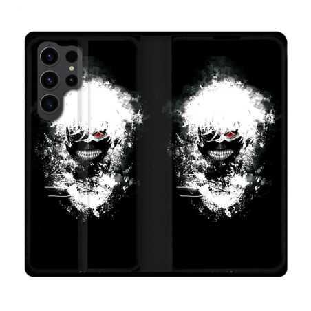 Housse Cuir Portefeuille Pour Samsung Galaxy S23 Ultra Manga Tokyo Ghoul Kaneki Tag