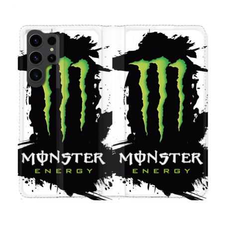 Housse Cuir Portefeuille Pour Samsung Galaxy S23 Ultra Monster Energy Tache