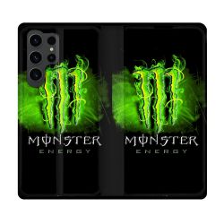 Housse Cuir Portefeuille Pour Samsung Galaxy S23 Ultra Monster Energy Vert