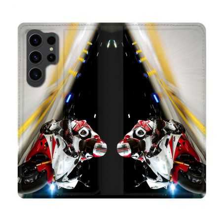 Housse Cuir Portefeuille Pour Samsung Galaxy S23 Ultra Moto Course GP R6