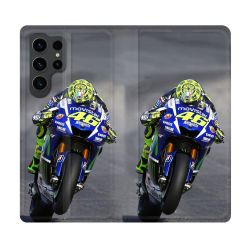 Housse Cuir Portefeuille Pour Samsung Galaxy S23 Ultra Moto Course GP Wheeling 46