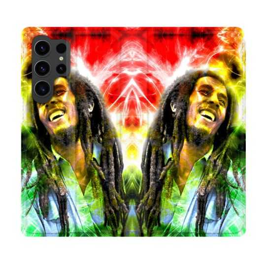 Housse Cuir Portefeuille Pour Samsung Galaxy S23 Ultra Musique Bob Marley Color