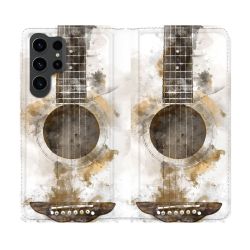 Housse Cuir Portefeuille Pour Samsung Galaxy S23 Ultra Musique Guitare Tag