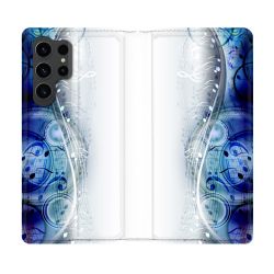 Housse Cuir Portefeuille Pour Samsung Galaxy S23 Ultra Musique Partition Vague