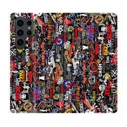 Housse Cuir Portefeuille Pour Samsung Galaxy S23 Ultra Musique Rock Groupe