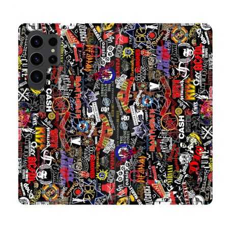 Housse Cuir Portefeuille Pour Samsung Galaxy S23 Ultra Musique Rock Groupe