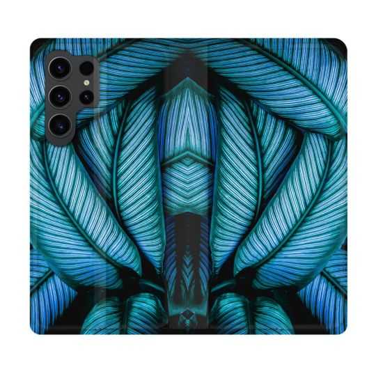 Housse Cuir Portefeuille Pour Samsung Galaxy S23 Ultra Nature Feuille Palmier