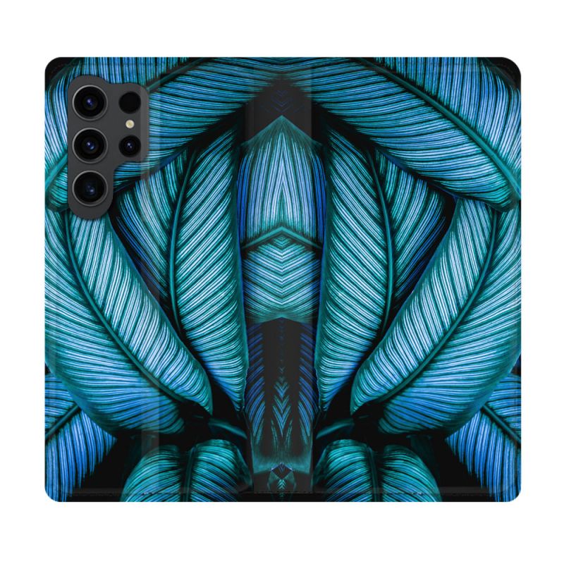 Housse Cuir Portefeuille Pour Samsung Galaxy S23 Ultra Nature Feuille Palmier