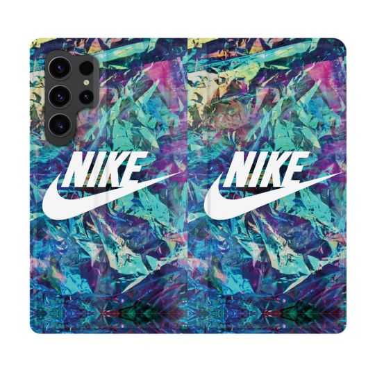 Housse Cuir Portefeuille Pour Samsung Galaxy S23 Ultra Nike Turquoise