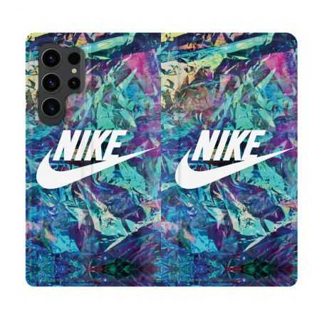 Housse Cuir Portefeuille Pour Samsung Galaxy S23 Ultra Nike Turquoise