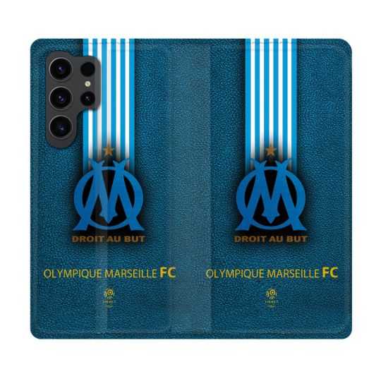 Housse Cuir Portefeuille Pour Samsung Galaxy S23 Ultra Olympique Marseille OM Bande