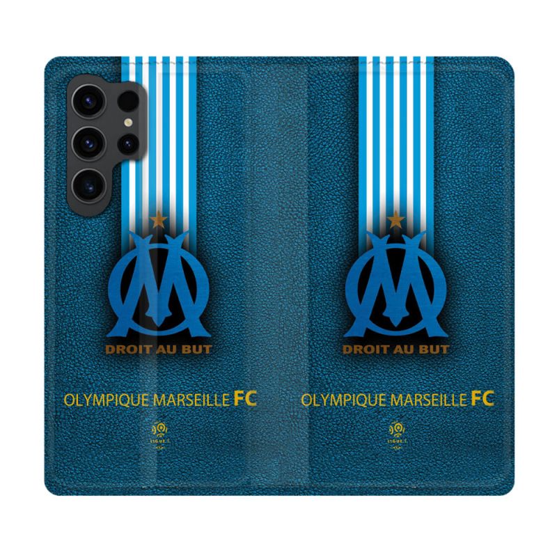 Housse Cuir Portefeuille Pour Samsung Galaxy S23 Ultra Olympique Marseille OM Bande