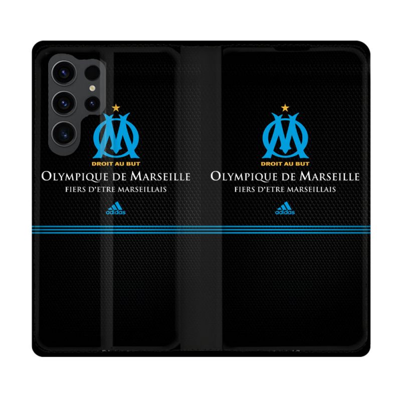 Housse Cuir Portefeuille Pour Samsung Galaxy S23 Ultra Olympique Marseille OM Fier etre Marseillais