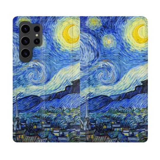 Housse Cuir Portefeuille Pour Samsung Galaxy S23 Ultra Peinture La nuit étoilée