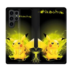 Housse Cuir Portefeuille Pour Samsung Galaxy S23 Ultra Pokemon Pikachu Eclair