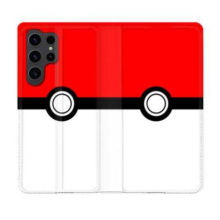 Housse Cuir Portefeuille Pour Samsung Galaxy S23 Ultra Pokemon Pokeball